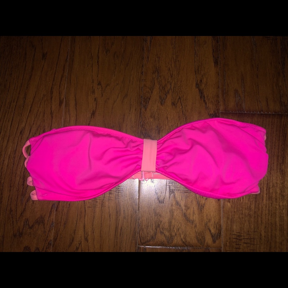 Neon pink bandeau bikini top